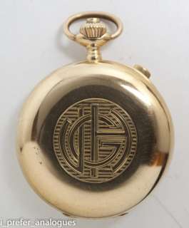 Gorgeous Rattrapante Chronograph Pocket Watch 18K Solid Gold Near Mint 