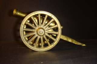 SOLID BRASS CANNON, APPEARS TO BE OLD. 2 POUNDS IN WEIGHT. JUST OVER 8 