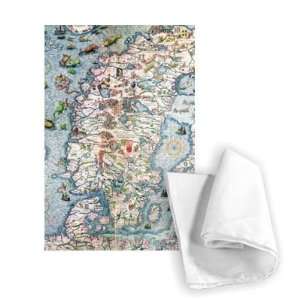 Scandinavia, detail from the Carta Marina da   Tea Towel 100% Cotton 