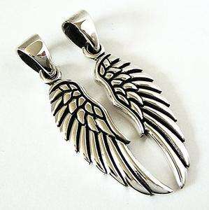 SMALL COUPLE ANGEL WING FEATHER STERLING SILVER PENDANT  