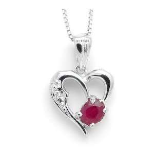 Beautiful Natural Ruby Pendant Necklace In 18k White Gold Plating 925 