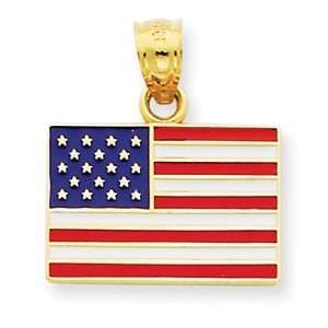   Gold and Enamel United States Flag Pendant American Charm Jewelry