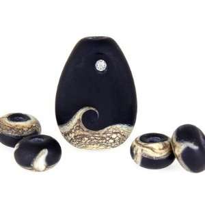  24mm Black Velvet Artisan Lampwork Beads Set by Cindy 
