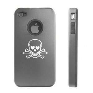 Apple iPhone 4 4S 4G Silver D760 Aluminum & Silicone Case Cover Skull 