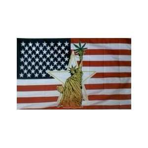    3x5 Foot Polyester Statue of Liberty Marijuana Flag