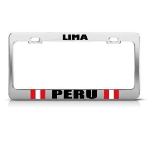  Lima Peru Flag Country Metal License Plate Frame Tag 
