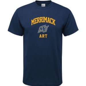 Merrimack Warriors Navy Art Arch T Shirt Sports 