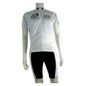  Tour De France White Short Sleeves Cycling Jersey Set 