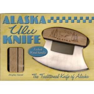 Alaska Ulu Knife with Etched Handle (Bull Moose)  Kitchen 