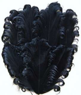 NAGORIE JET BLACK CURLY GOOSE FEATHER PAD PRETTY  