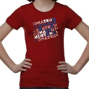  SMU Mustangs Youth Girls Crossword T Shirt   Red Sports 