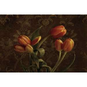 Janel Pahl 36W by 24H  Fleur de lis Tulips CANVAS Edge #6 1 1/4 