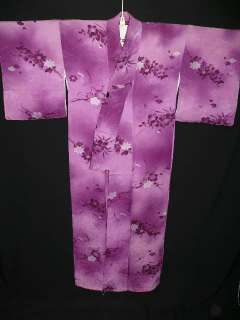 TAISHO ROMAN Antique Purple Kimono w/Ume, Kiku F611  