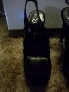 JESSICA SIMPSON Black Cutout High HEELS shoes sz 7 SNAKE metallic $90 