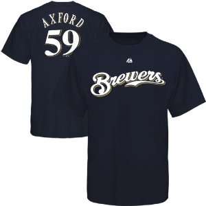  Majestic John Axford Milwaukee Brewers #59 Player T Shirt 