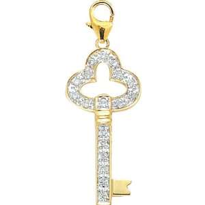  14K Yellow Gold Diamond Key Charm: Jewelry