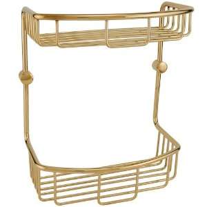  Solid Brass Two Tiered Rectangular Basket   Polished Brass 