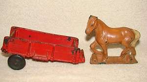 Vintage Arcor Auburn Rubber Farm Wagon and Horse Toy Toys  