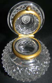 ANTIQUE 1880s CHAMPLEVE ENAMEL ORMOLU CUT GLASS INKWELL  