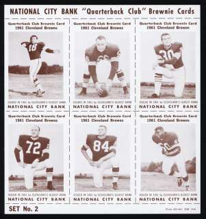 1961 National City Bank Cleveland Browns Complete Set  