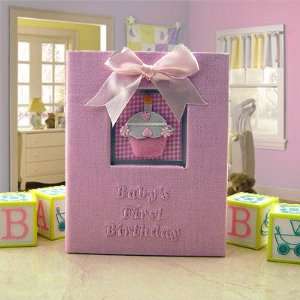    Pink Fabric Baby Photo Album   Babys First Birthday Baby