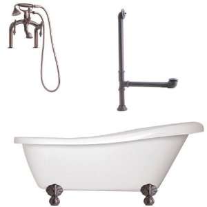   Feet, Drain, Supply Lines and Deck Mount Faucet with Hand Shower and