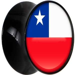  18mm Black Acrylic Chile Flag Saddle Plug Jewelry