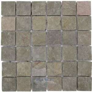  Modern mosaics   2 x 2 tumbled slate mosaic sheet in 