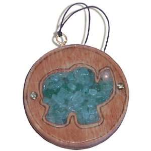 Magic Unique Gemstone and Wooden Amulet Money Talisman Elephant Car 