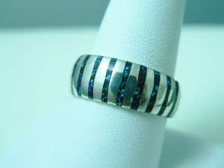 Handsome Sterling Silver Turquoise Ring Sz 10.5  
