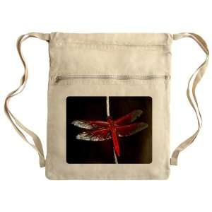  Messenger Bag Sack Pack Khaki Red Flame Dragonfly 