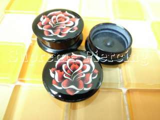 Sexy Rose Flower Flesh Tunnels Ear Plugs Select Size  