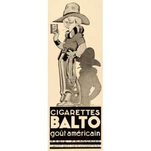  1932 French Ad Balto Cigarettes Cowboy Rene Vincent 