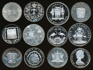 12 STERLING SILVER LARGE WORLD COINS (11+ TrOz ASW) NO RESERVE  