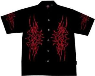  Red Tribal Flames Biker Shirt, Dragonfly, Night: Clothing