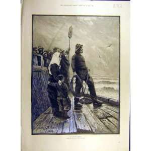   : 1884 Anxious Moment Price Boat Fishermen Family Art: Home & Kitchen