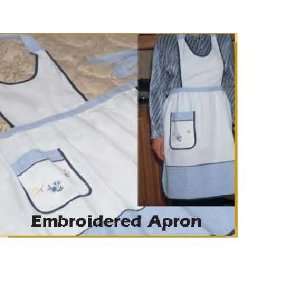  Elegant Embroidered Apron, Blue