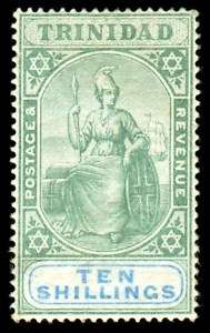 British Trinidad Stamp 1896 10sh Scott 89 Mint OG  