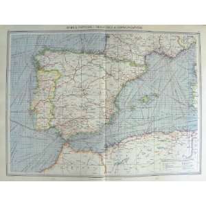   HARMSWORTH MAP 1906 SPAIN PORTUGAL INDUSTRY GIBRALTAR