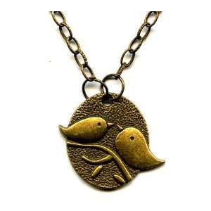  Brass Bird Charm Choker Necklace Jewelry