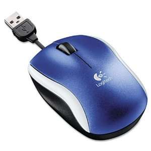   Mouse Retractable Cord Blue Usb Wired Responsive Cursor Control