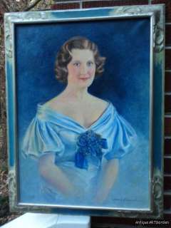   Woman Blue Hydrangea LISTED Artist Charles Warde TRAVER c. 1934  