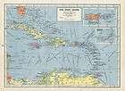 caribbean sea authentic world war 2 vintage map genuine made