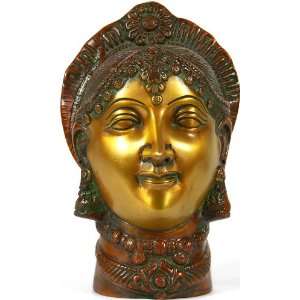  Traditional Hindu Bride Head   Brass Sculpture