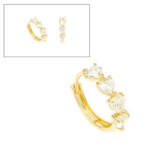  10KT Gold Fancy Heart CZ Huggies Jewelry