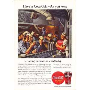   WWII Ad Navy Battleship Sodashop Original Coke War Ad 