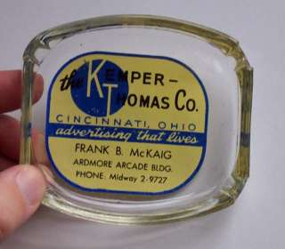 Glass Ashtray 1950s Kemper Thomas McKaig Cincinnati OH  