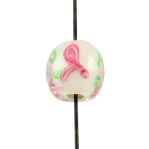  Frosty White with Pink Ribbon Awareness Beads   GoodyBeads Exclusive