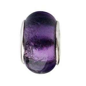  TOC BEADZ Purple Foil 9mm Glass Slide on Bead Jewelry