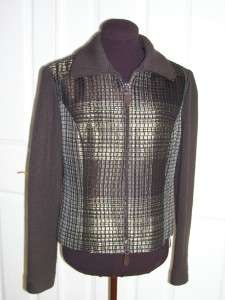 EMIL RUTENBERG Brown Plaid Sweater Coat Jacket S  